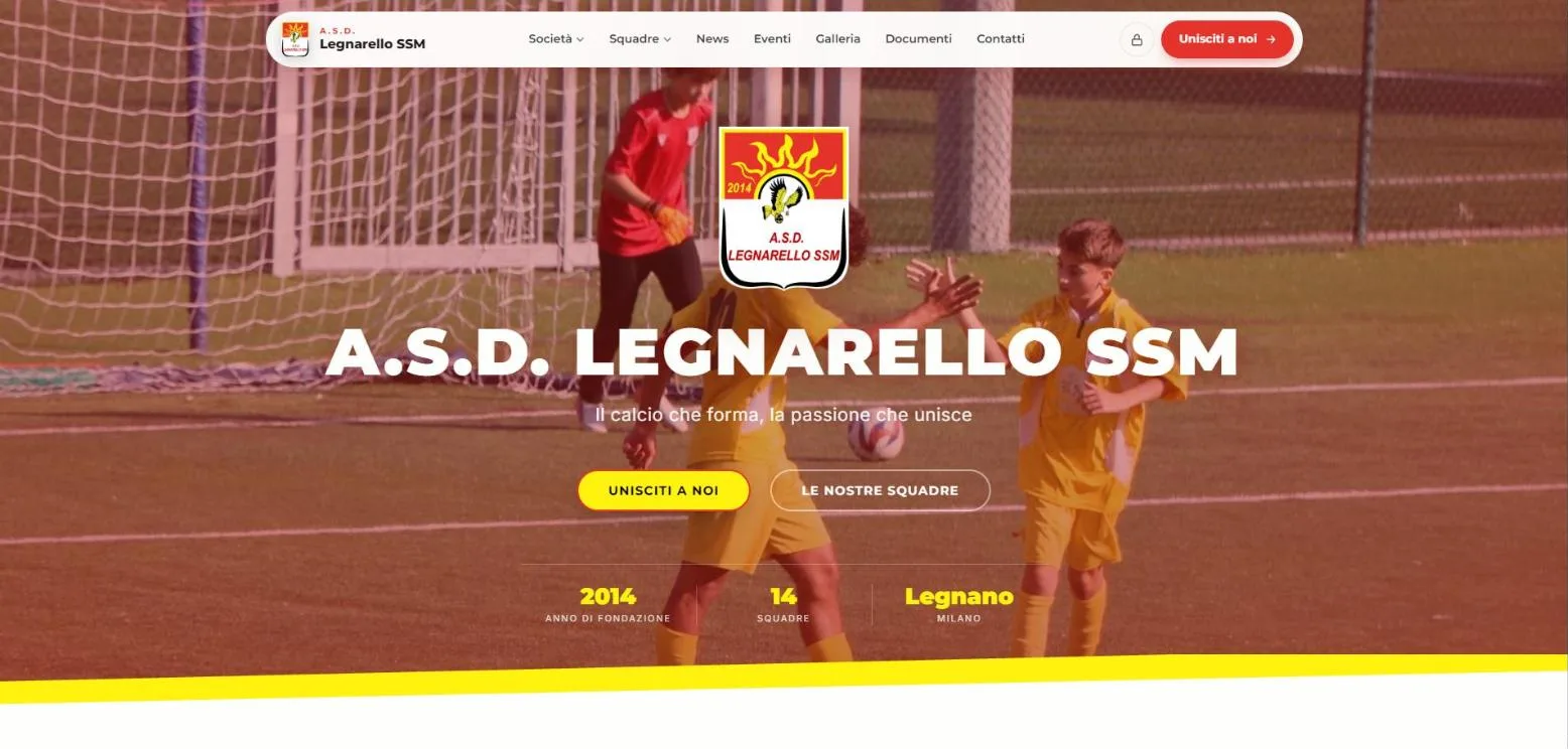 Sito di A.S.D. Legnarello SSM realizzato da Up Solutions