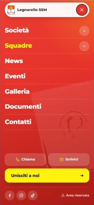 Menu del sito Legnarello da smartphone